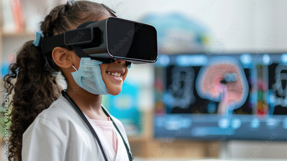 A healthcare innovation where kids can visit virtual reality clinics, receiving treatments from friendly AI doctors who make learning about health fun and engaging A healthcare innovation where kids can visit virtual reality clinics, receiving treatments from friendly AI doctors who make learning about health fun and engaging