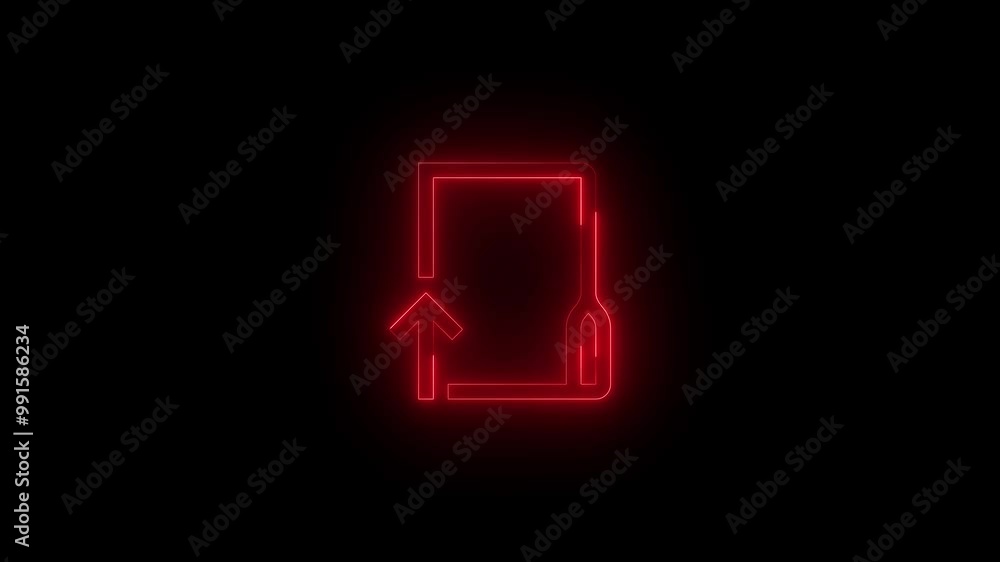 Neon open local icon red glowing black background animation Neon open local icon red glowing black background animation