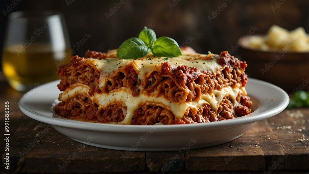 Classic lasagna with pasta, meat sauce, and cheese. Classic lasagna with pasta, meat sauce, and cheese.