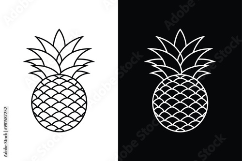 Pineapple icon illustration lineout icon on white background.