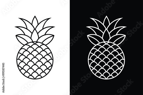 Pineapple icon illustration lineout icon on white background.