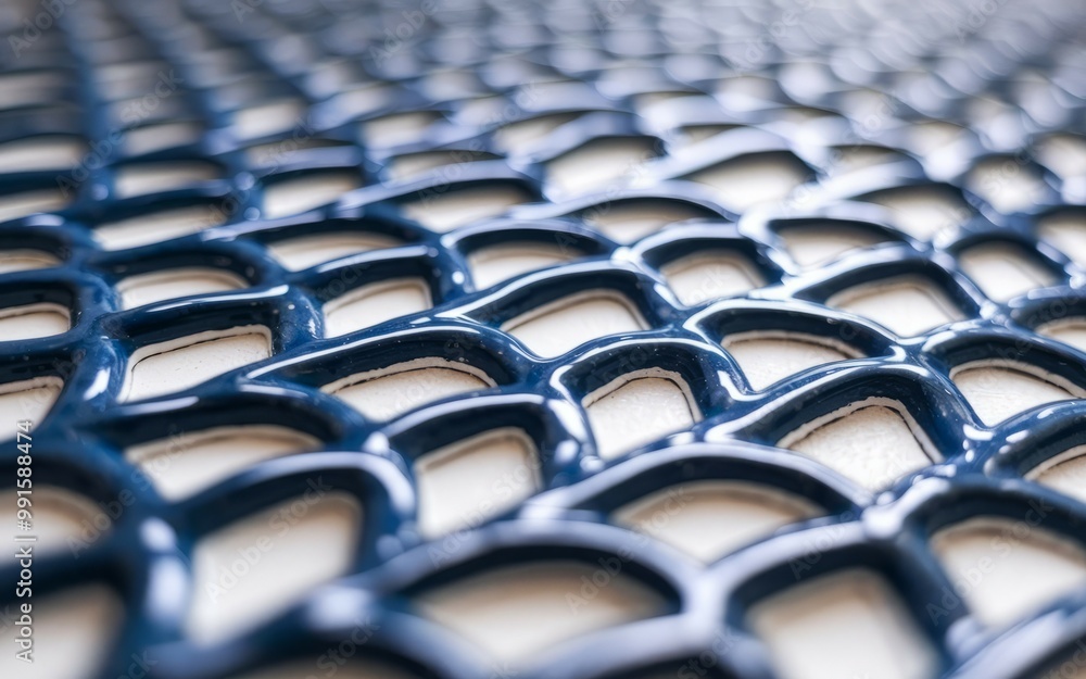 Blue grid pattern. Closeup of a repeating blue grid pattern, showcasing a unique texture and design. Blue grid pattern. Closeup of a repeating blue grid pattern, showcasing a unique texture and design.