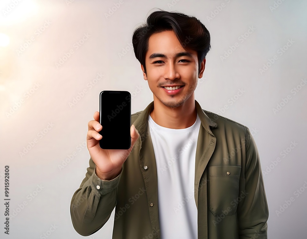 Close-up of A person is holding a phone, showcasing an empty display. (1) Close-up of A person is holding a phone, showcasing an empty display. (1)