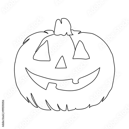 Dessin en ligne continue d'une citrouille d'halloween, line art, vecteur
