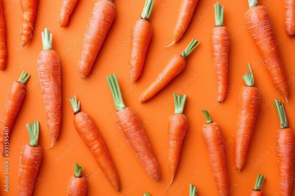 Carrots on Orange: A vibrant, playful arrangement of fresh carrots on a bright orange background. This photo is perfect for food blogs, websites, and social media. Carrots on Orange: A vibrant, playful arrangement of fresh carrots on a bright orange background. This photo is perfect for food blogs, websites, and social media.