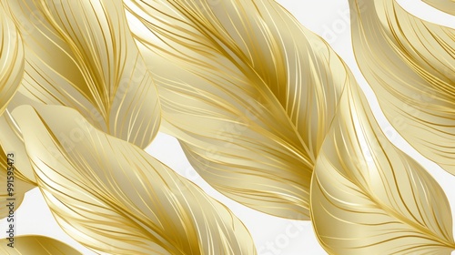 Tropical leaf Wallpaper, Luxury nature leaves pattern design, Golden banana leaf line arts, Hand drawn outline design for fabric , print, cover, banner and invitation, Vector illustration.