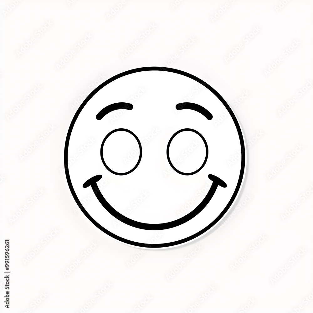 Fototapeta premium Line sticker vector-style image of smiley face emoji no background, 