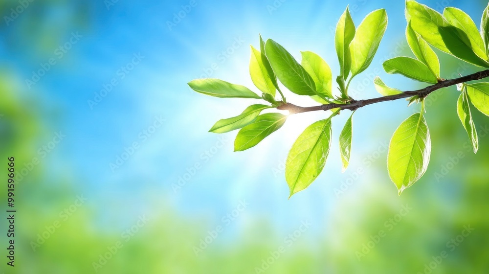 Fresh Green Leaves Against Blue Sky Fresh Green Leaves Against Blue Sky