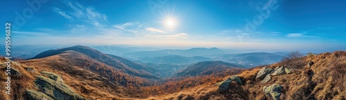 Mountain Panorama with Sun