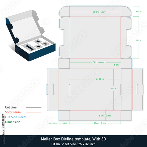 Stander Mailer Box Dieline template With 3D