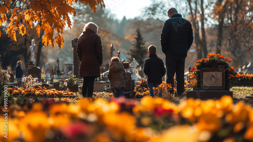 Wallpaper Mural A family is standing in a cemetery Torontodigital.ca