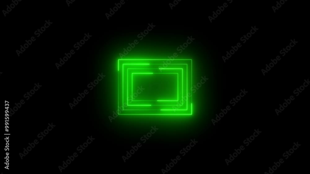 Neon photo icon green glowing black background animation Neon photo icon green glowing black background animation
