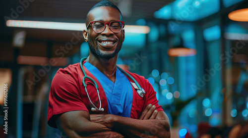 A healthcare worker who doubles as a superhero, rushing to emergencies in a flash of light, providing life-saving care and inspiring hope in patients and families alike photo