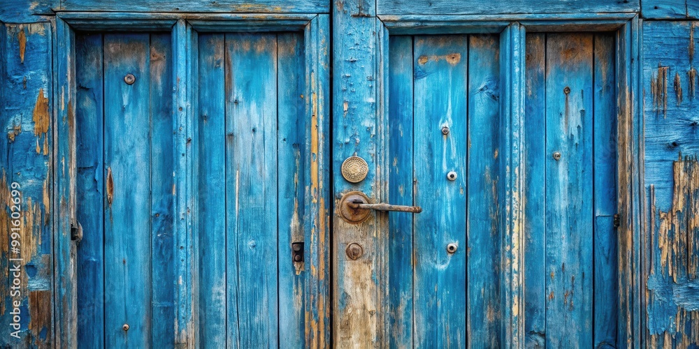 Detailed closeup shot of weathered blue wooden door texture background for design projects Detailed closeup shot of weathered blue wooden door texture background for design projects