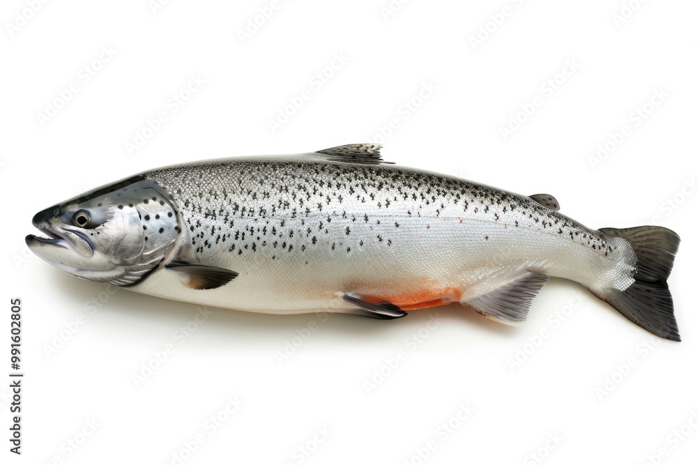 Naklejka premium A close-up shot of a fish on a white surface, great for use in seafood or aquatic-themed designs
