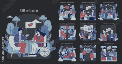 Offline Dating. Flat Vector Illustration