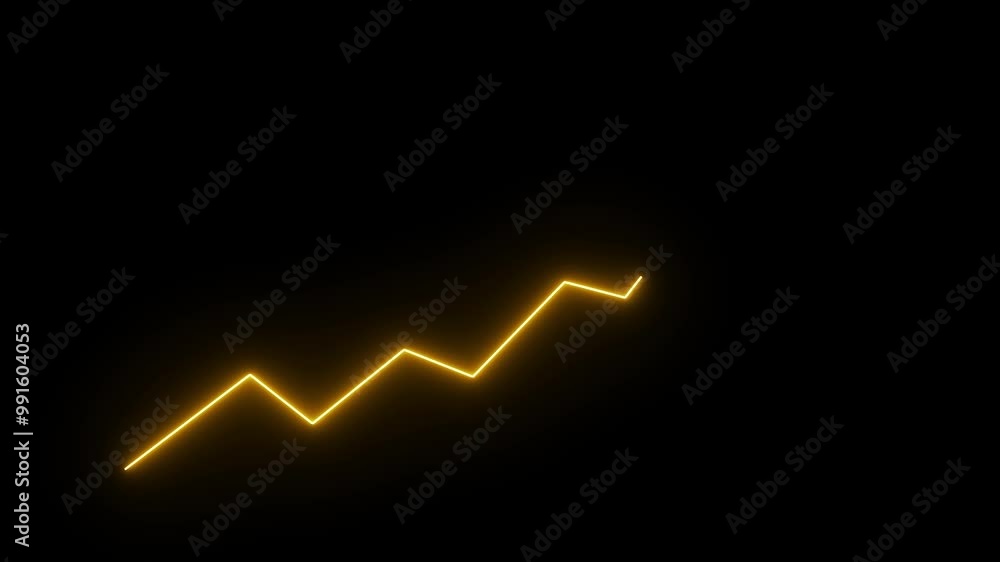 neon business graph line ,stock market growth animation and black background. neon business graph line ,stock market growth animation and black background.