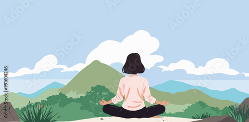 Illustration of yoga postures is important for health, mind, emotions, and more. Exercise is good for energy.