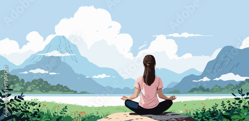 Illustration of yoga postures is important for health, mind, emotions, and more. Exercise is good for energy.