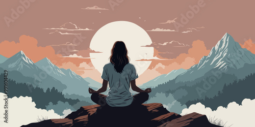 Illustration of yoga postures is important for health, mind, emotions, and more. Exercise is good for energy.