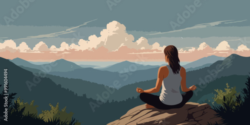 Illustration of yoga postures is important for health, mind, emotions, and more. Exercise is good for energy.