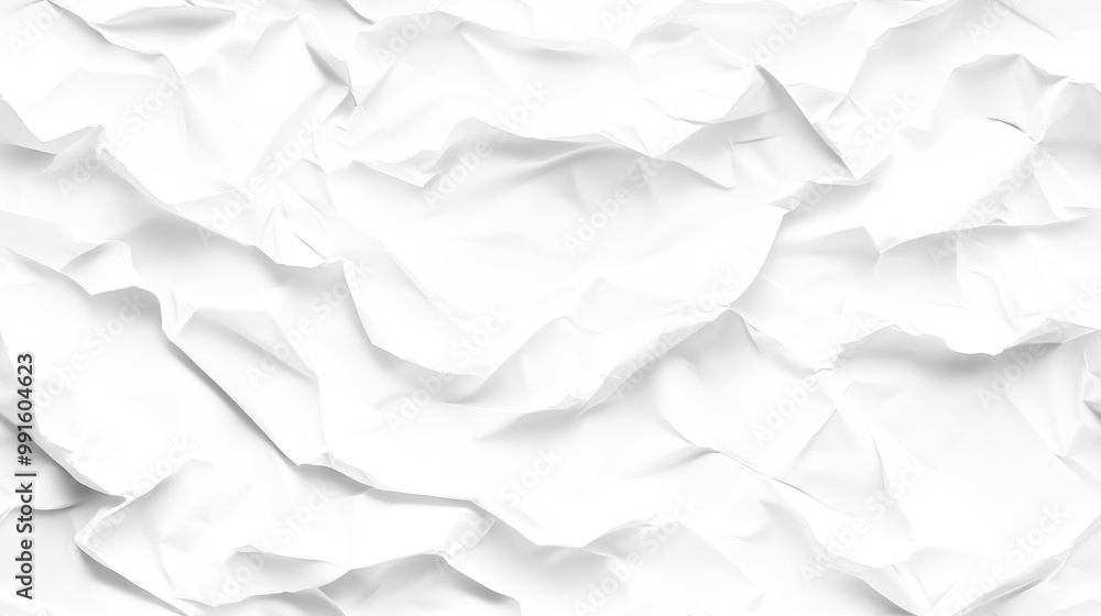 Obraz premium A close-up view of crumpled paper, showcasing textured folds and shadows, creating a dynamic visual effect that emphasizes depth and light