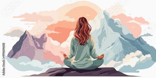 Illustration of yoga postures is important for health, mind, emotions, and more. Exercise is good for energy.