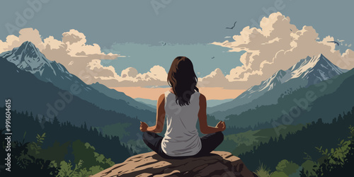 Illustration of yoga postures is important for health, mind, emotions, and more. Exercise is good for energy.