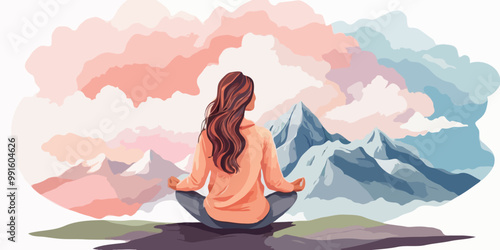 Illustration of yoga postures is important for health, mind, emotions, and more. Exercise is good for energy.