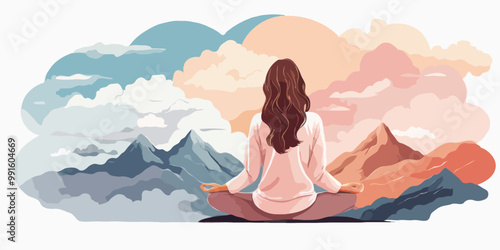 Illustration of yoga postures is important for health, mind, emotions, and more. Exercise is good for energy.