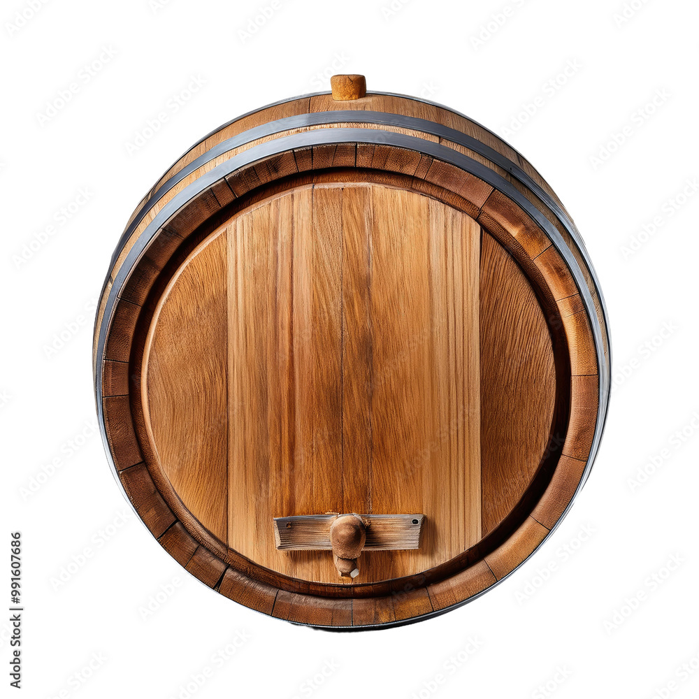 Fototapeta premium Wooden barrel on black background