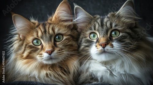 Cats, fluffy, close-up. Generative AI