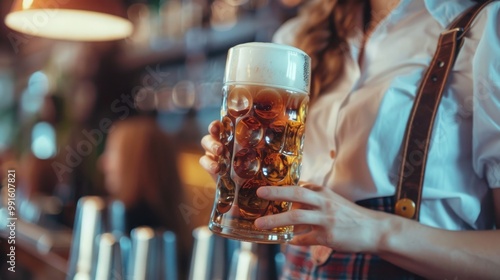 A person enjoying a drink in a pub or restaurant