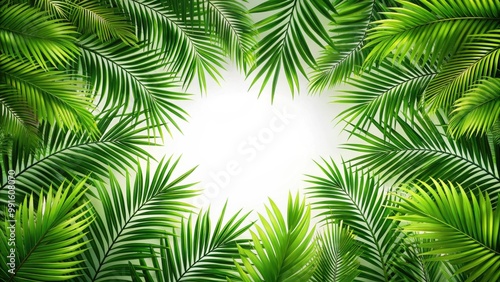 Lush Green Jungle Palm Leaves Overlay Frame for Nature Background Design Use