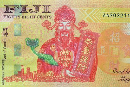 Portrait of Chinese God of Wealth on a banknote 88 Cents photo