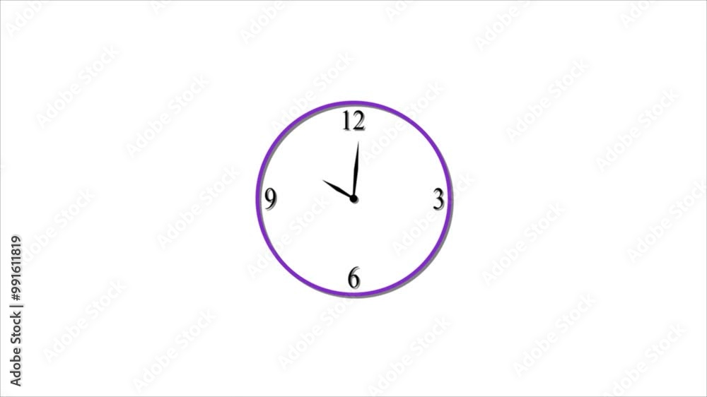 24 hours wall clock animation video on white background. 24 hours wall clock animation video on white background.