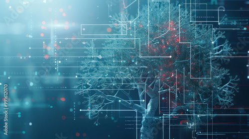 A medical record system where patient history is visualized as a living tree, with branches growing and changing as their health evolves