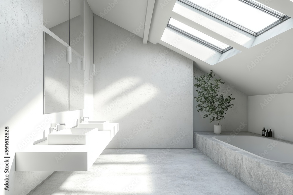 Fototapeta premium Luxurious Modern Bathroom Interior Design with White and Chrome Accents