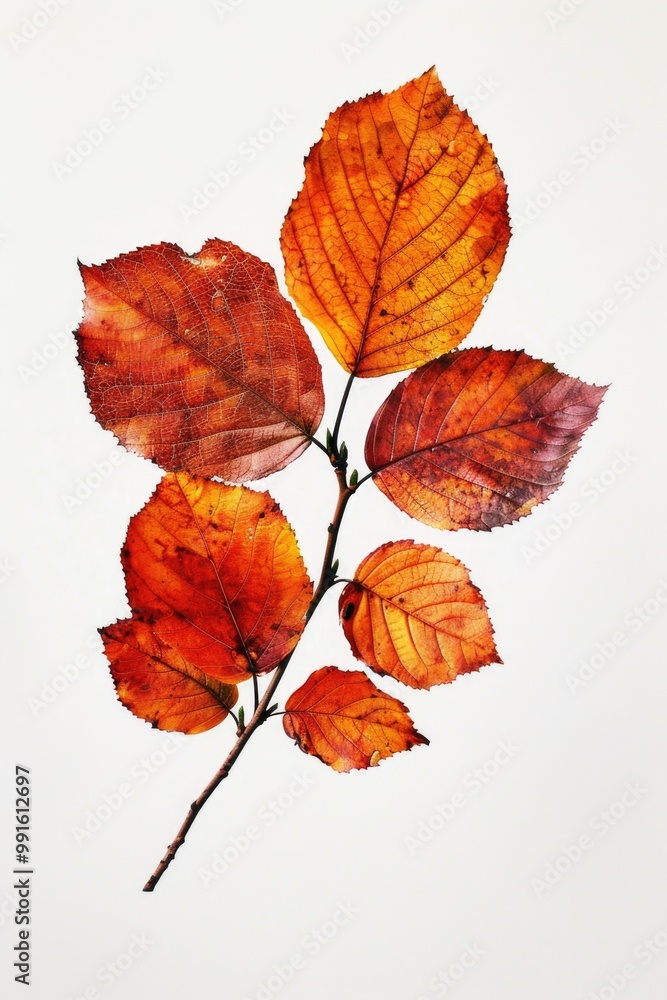 Fototapeta premium A detailed view of a branch covered in leaves, perfect for nature-inspired designs and illustrations