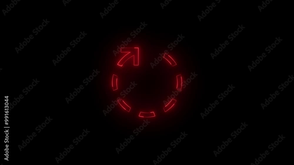 Neon process icon red glowing black background animation Neon process icon red glowing black background animation