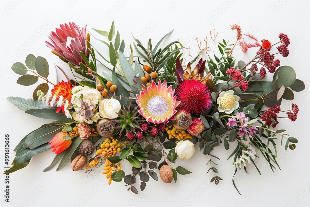 Obraz premium A bouquet of flowers sitting on a table, ideal for decoration or gift