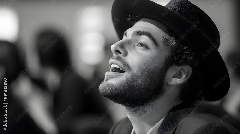 33. A charismatic young rabbi leading a lively discussion group 33. A charismatic young rabbi leading a lively discussion group