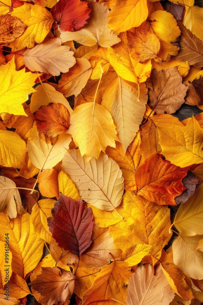 A pile of autumn leaves scattered on the ground A pile of autumn leaves scattered on the ground