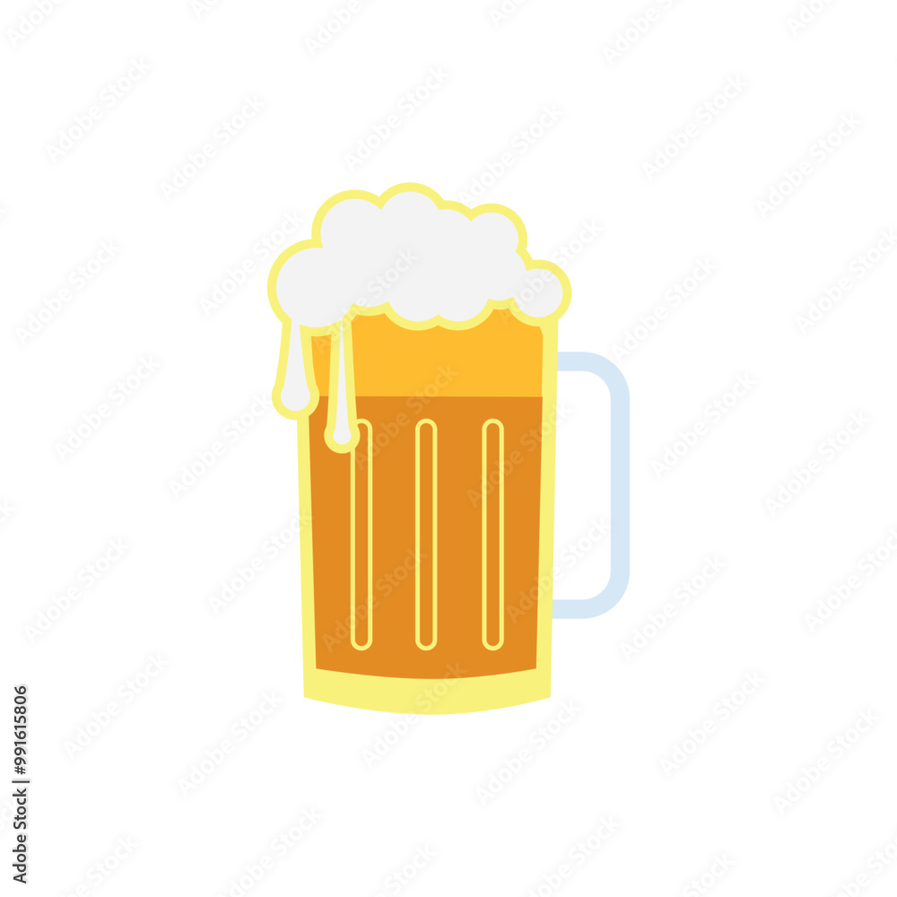 A glass of cold beer icon. flat design vector illustration isolated on white background. A glass of cold beer icon. flat design vector illustration isolated on white background.