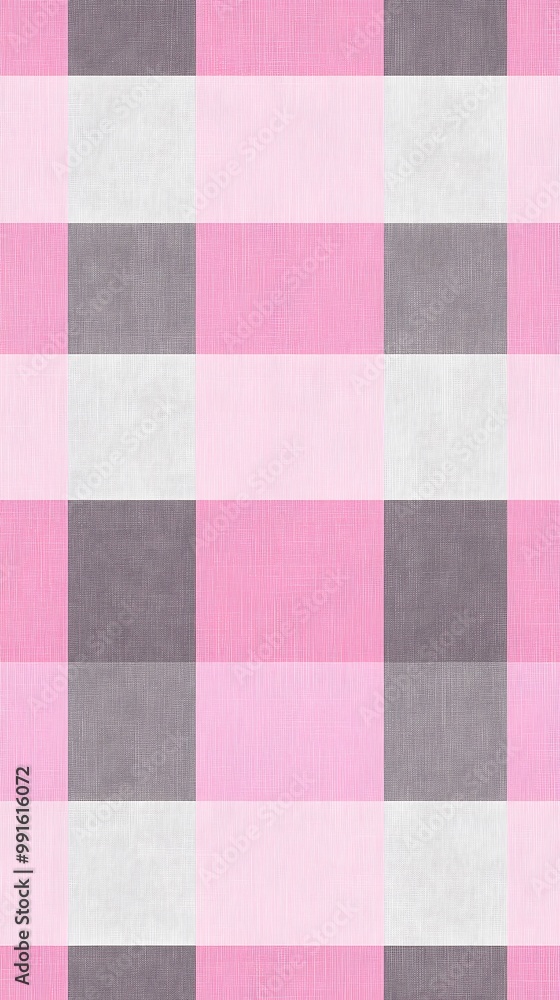 Fototapeta premium Checkered, Pink and Black Fabric, Abstract Image, Texture, Pattern Background, Wallpaper, Cover and Screen for Smartphone, PC, Laptop, 9:16 and 16:9 Format