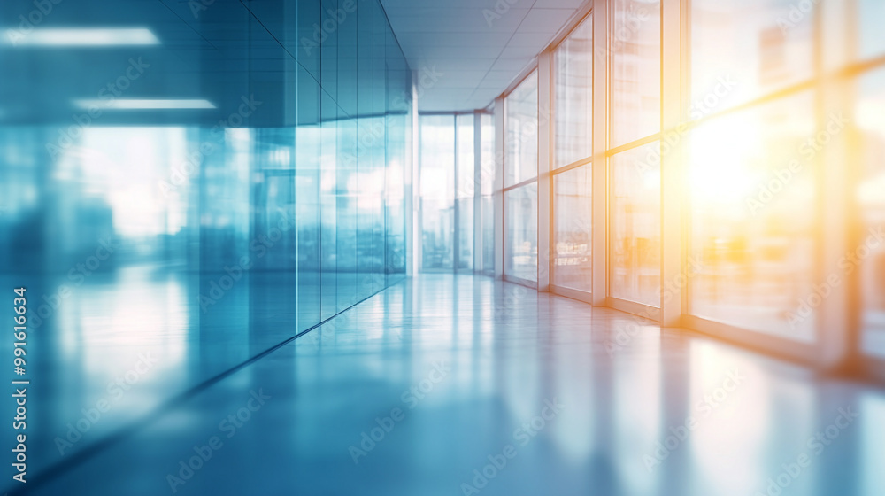 Blurred background of a modern office interior with beautiful lights, Light blurred background. The hall of an office or medical institution with panoramic windows. Blurred background of a modern office interior with beautiful lights, Light blurred background. The hall of an office or medical institution with panoramic windows.