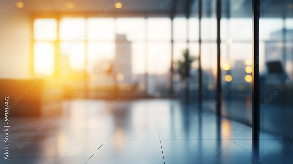Blurred hospital hallway with reception clinic background, Bright modern office interior with glass windows and city skyline view in daylight. Blurred hospital hallway with reception clinic background, Bright modern office interior with glass windows and city skyline view in daylight.