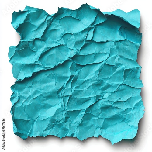 Wallpaper Mural Crumpled turquoise paper background texture for creative design and art projects, white background Torontodigital.ca