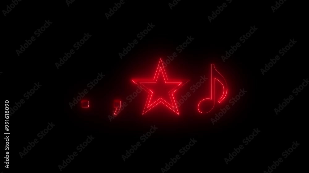 Neon punc key right bottom icon red glowing black background animation Neon punc key right bottom icon red glowing black background animation