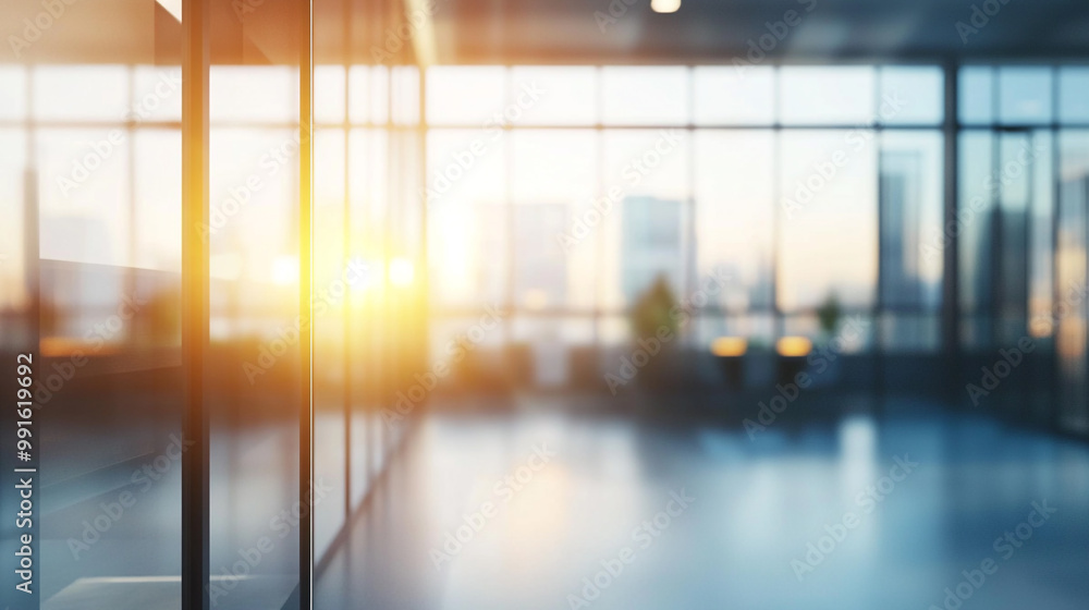 Office Interior Background for Design, Modern Workspace, Soft Focus, Office Environment, A View Through Glass Doors to a Modern Office Lobby. Office Interior Background for Design, Modern Workspace, Soft Focus, Office Environment, A View Through Glass Doors to a Modern Office Lobby.